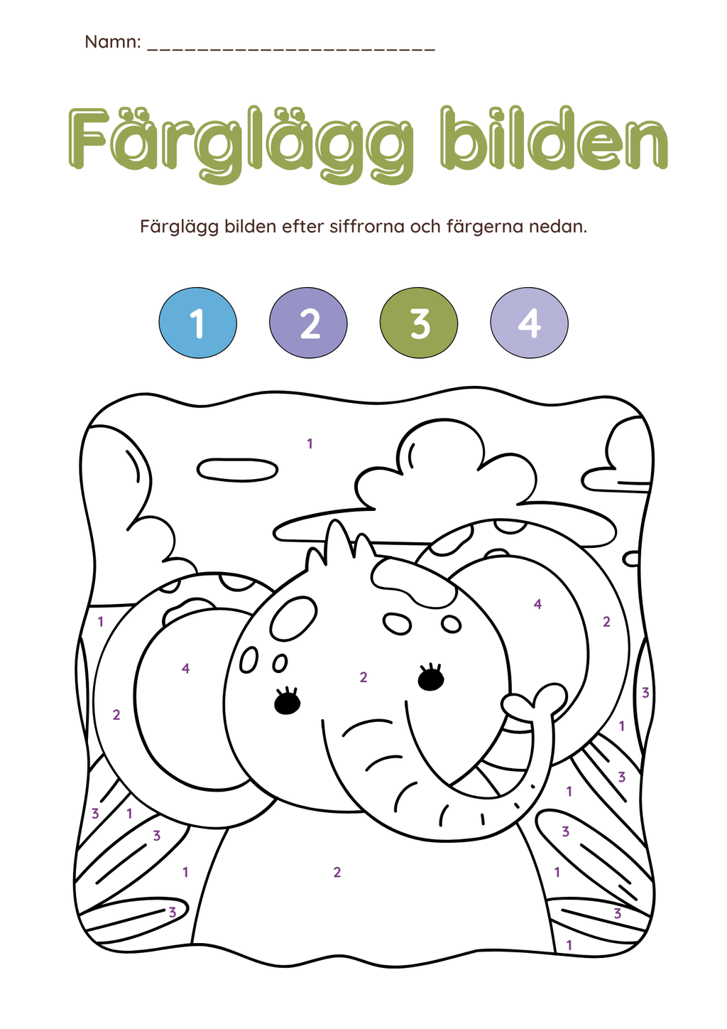 Färglägg bilderna (27 sidor)