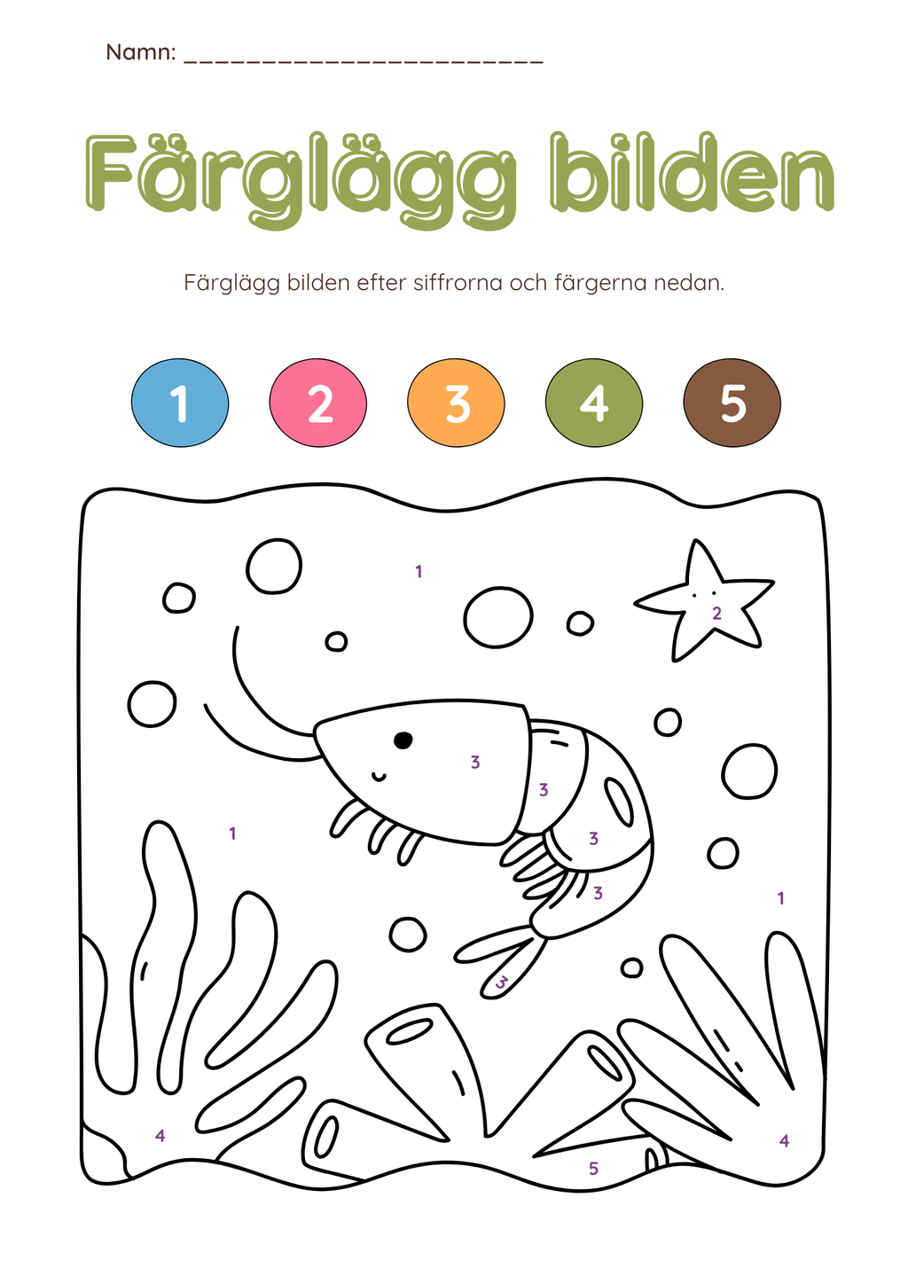 Färglägg efter siffror (27 sidor)