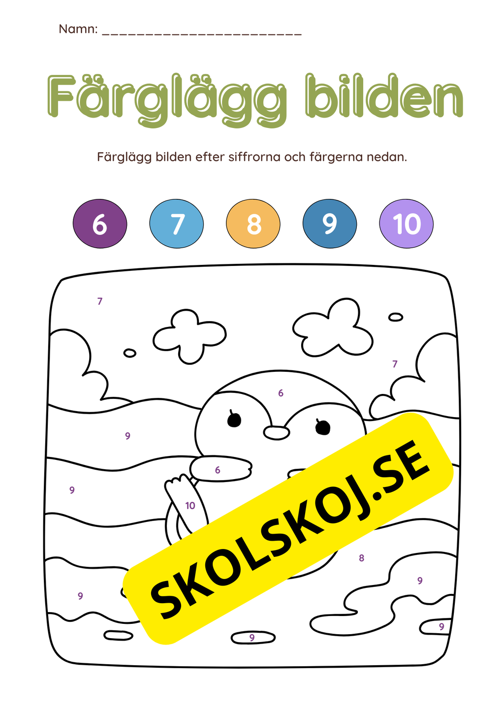 Färglägg efter siffror (27 sidor)