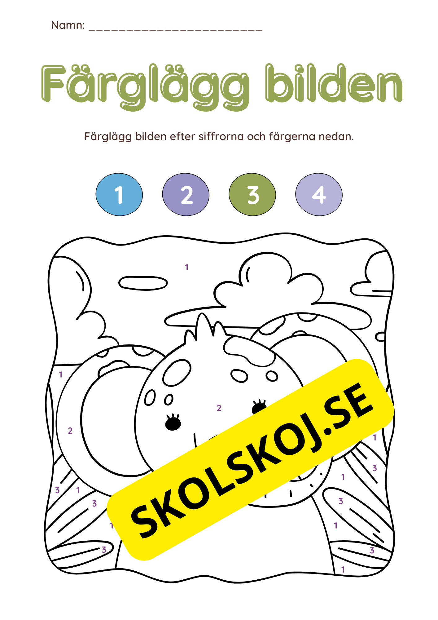 Färglägg efter siffror (27 sidor)