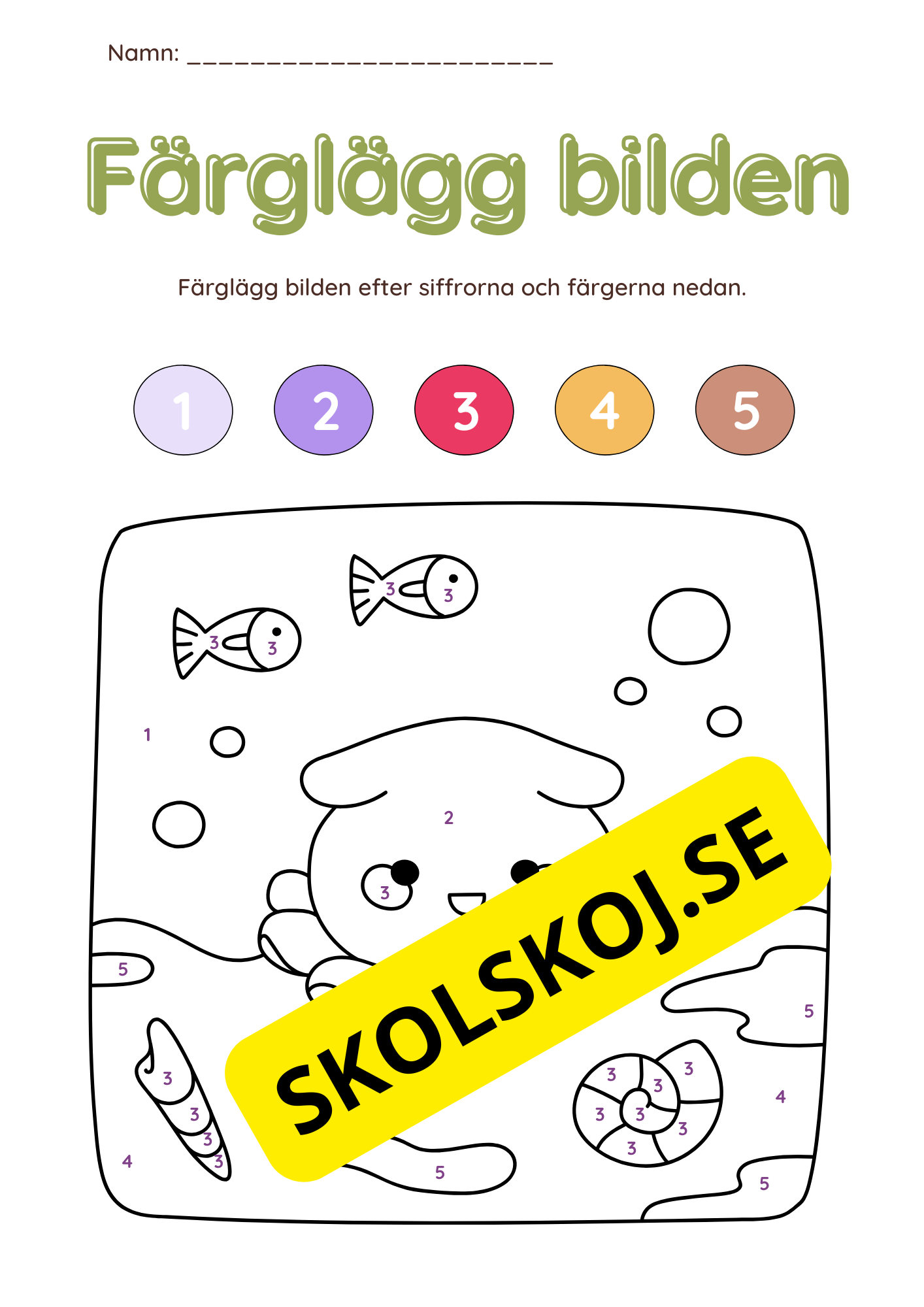 Färglägg efter siffror (27 sidor)