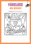 Färglägg och beskriv bilden - Halloween