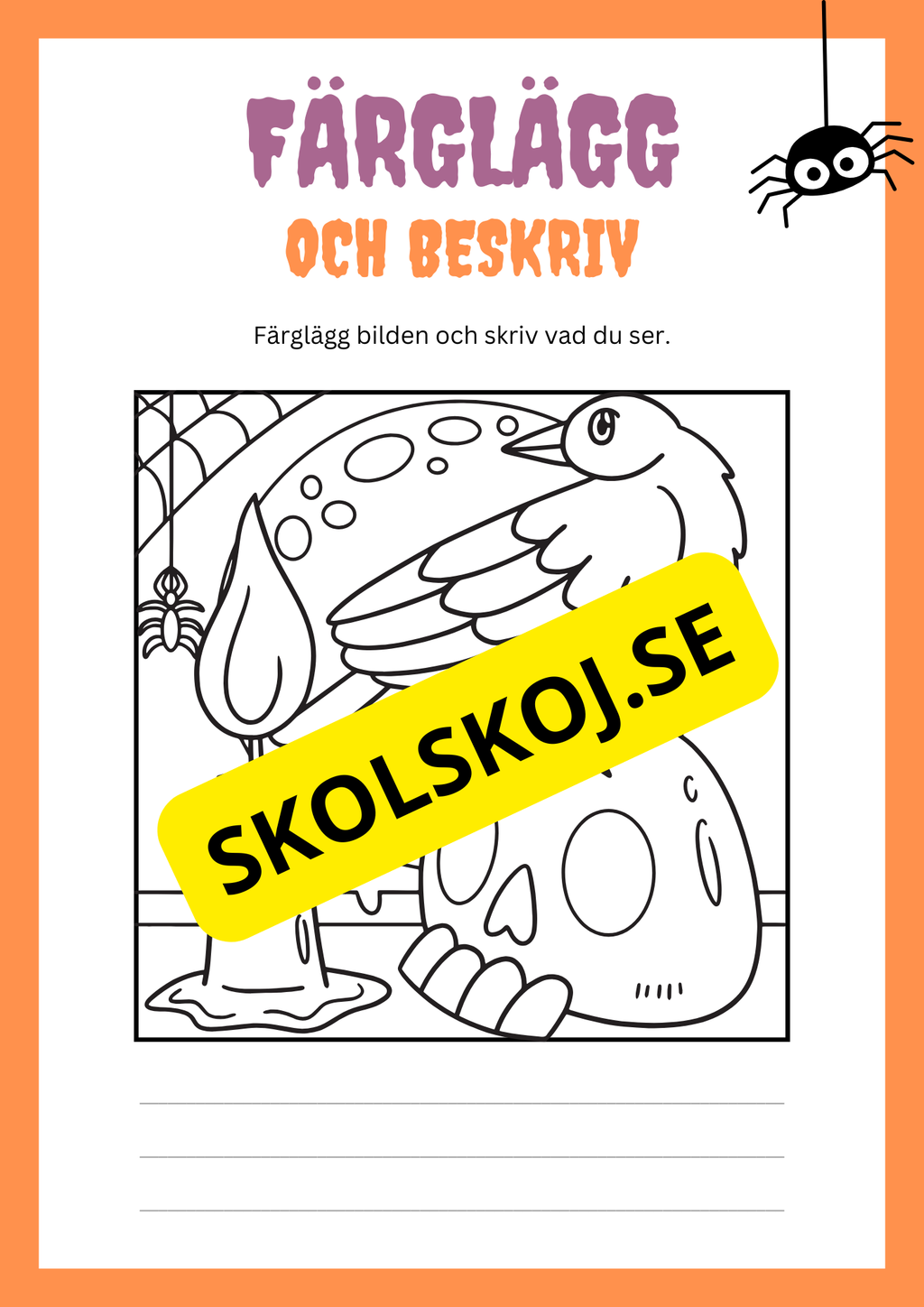 Färglägg och beskriv bilden - Halloween