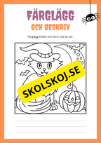 Färglägg och beskriv bilden - Halloween