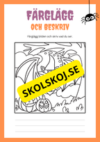 Färglägg och beskriv bilden - Halloween