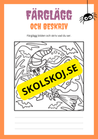 Färglägg och beskriv bilden - Halloween
