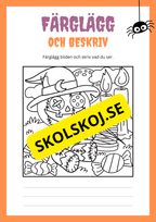 Färglägg och beskriv bilden - Halloween