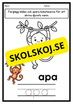 Färglägg och skriv – Djur