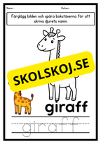 Färglägg och skriv – Djur