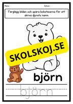 Färglägg och skriv – Djur