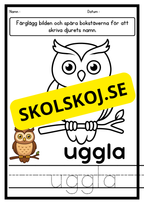 Färglägg och skriv – Djur