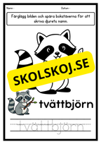 Färglägg och skriv – Djur