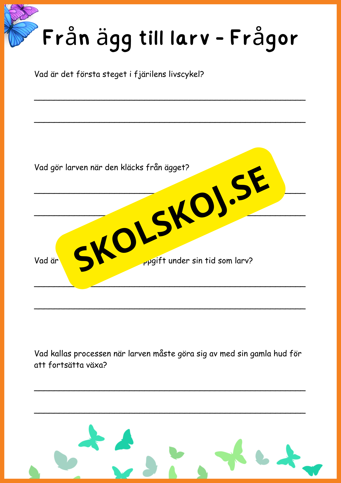Fjärilens liv - Häfte 20 sidor