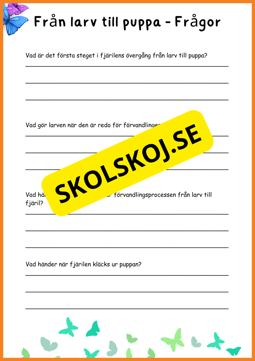 Fjärilens liv - Häfte 20 sidor