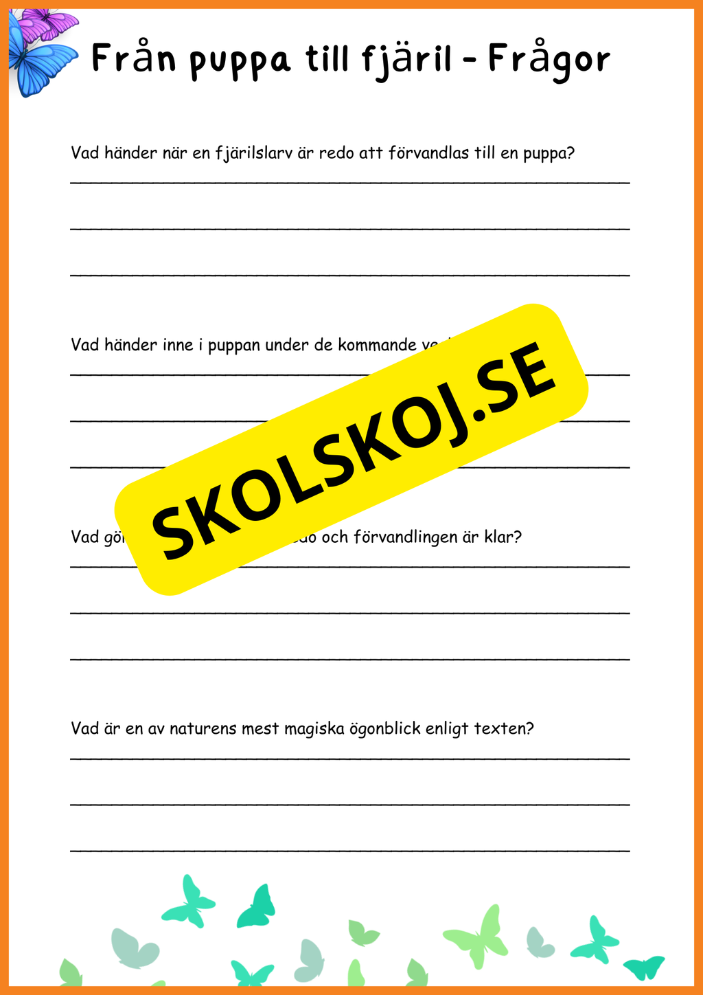 Fjärilens liv - Häfte 20 sidor
