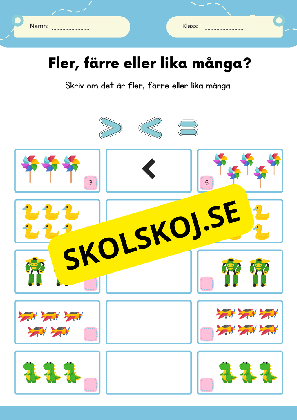 Fler färre och lika många