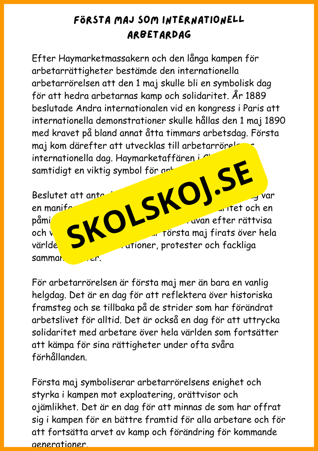 Första maj - Häfte (15 sidor)