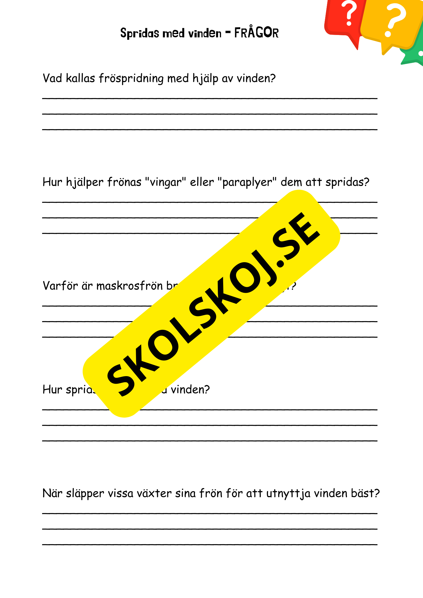 Fröspridning på hösten - Årskurs 4