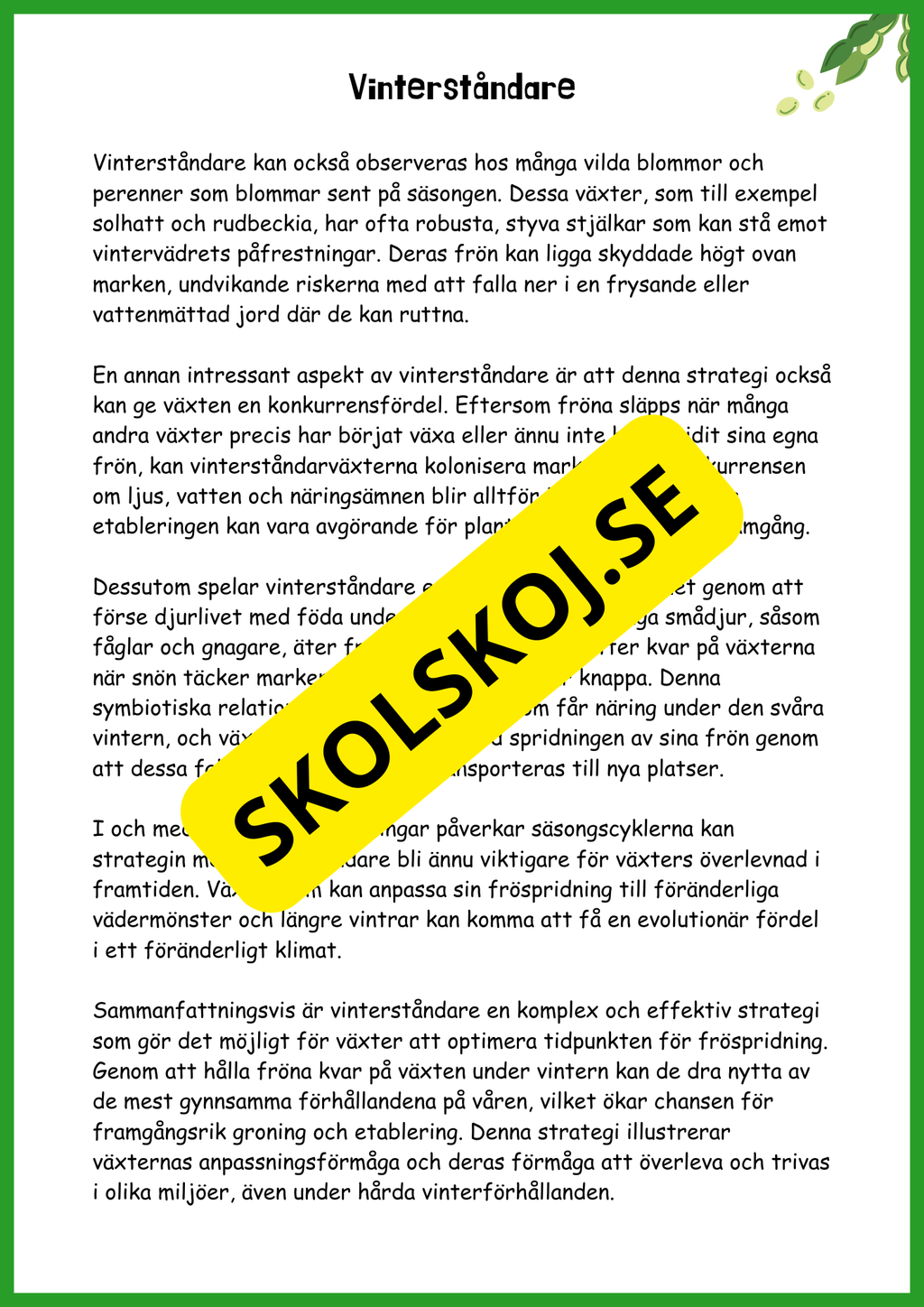 Fröspridning på hösten - Årskurs 4