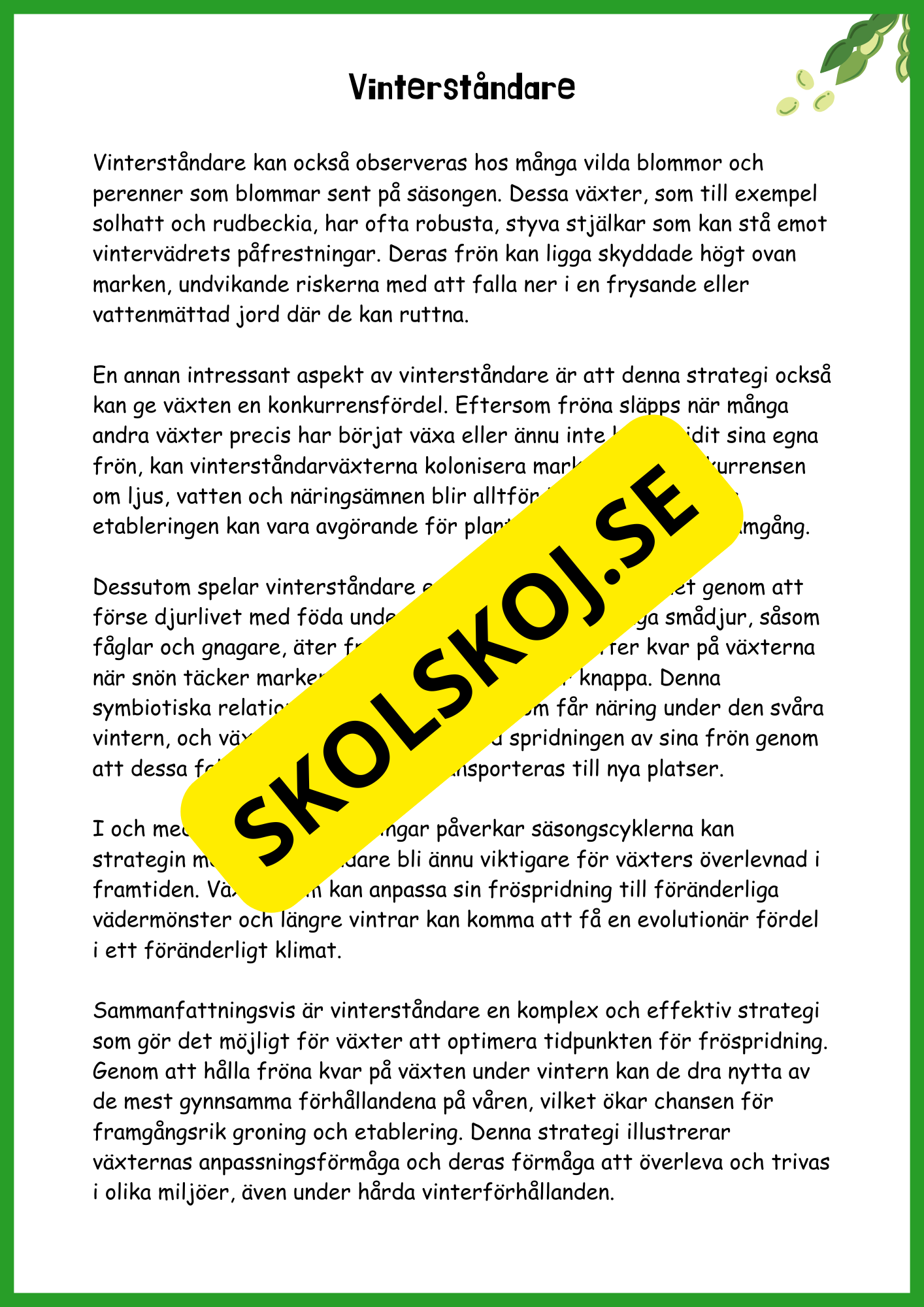 Fröspridning på hösten - Årskurs 4