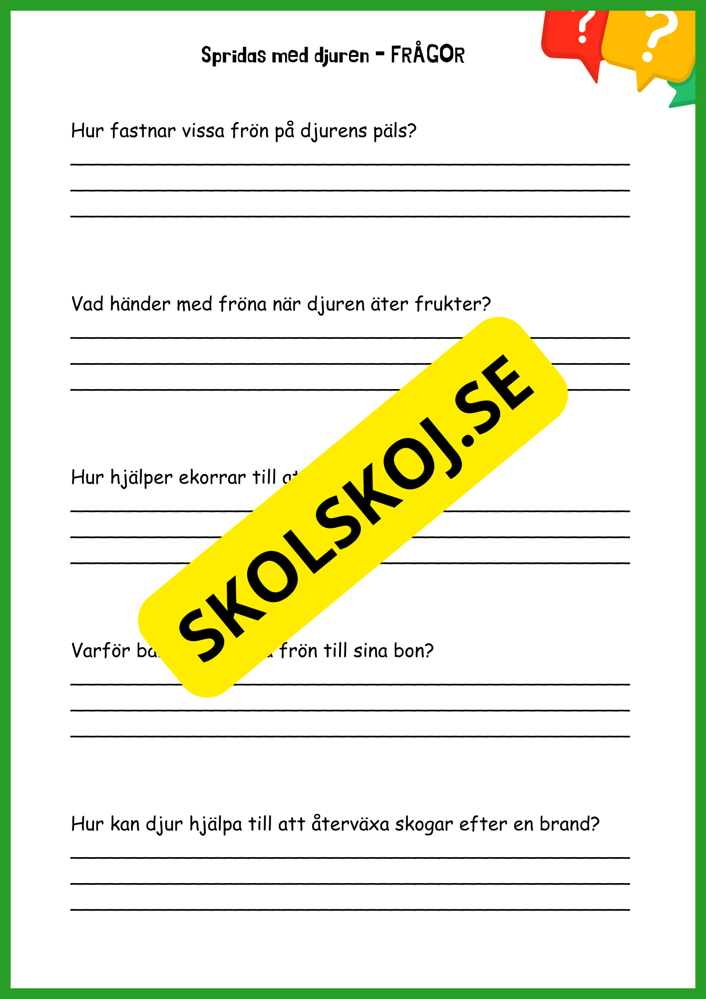 Fröspridning på hösten - Årskurs 4