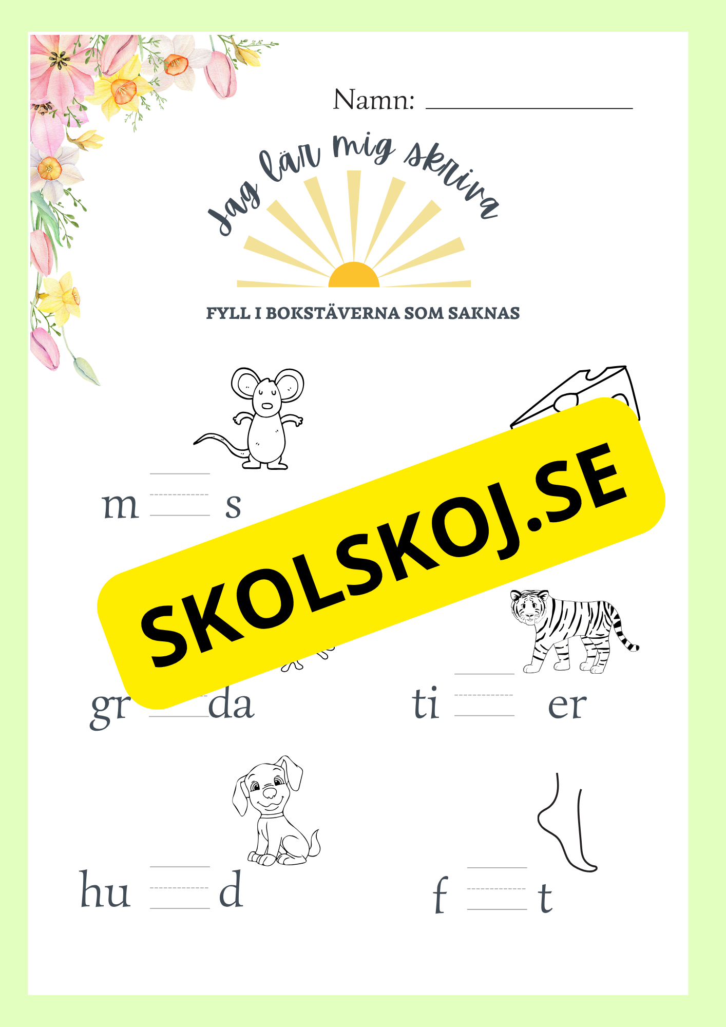 Fyll i bokstäverna som saknas