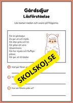 Gårdsdjur - Enkel läsförståelse