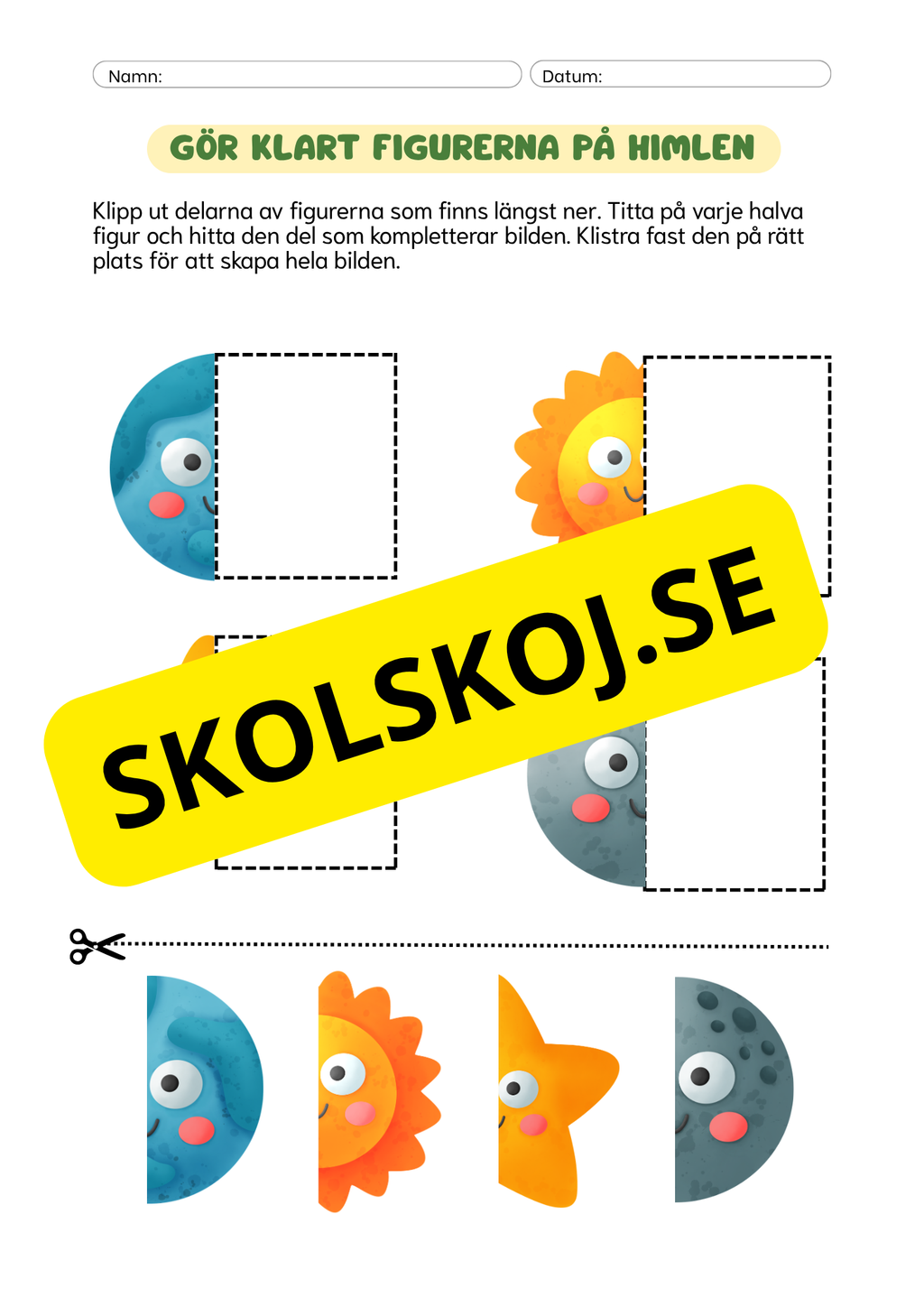 Gör klart djuransiktena och figurerna på himlen