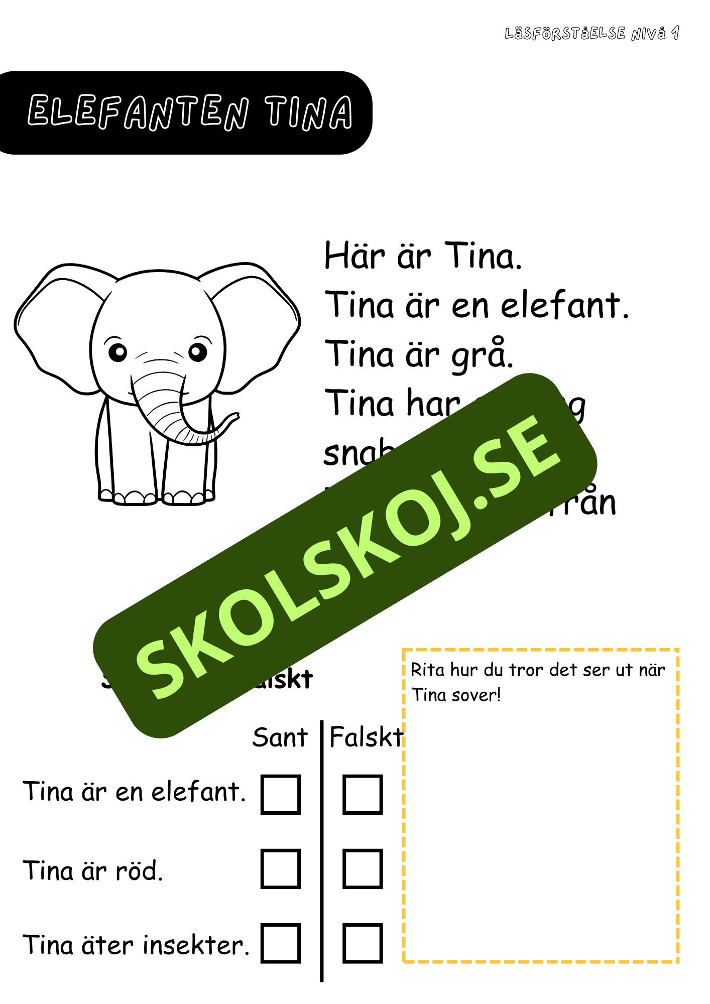 Häfte: Läsförståelse nivå 1 del 3