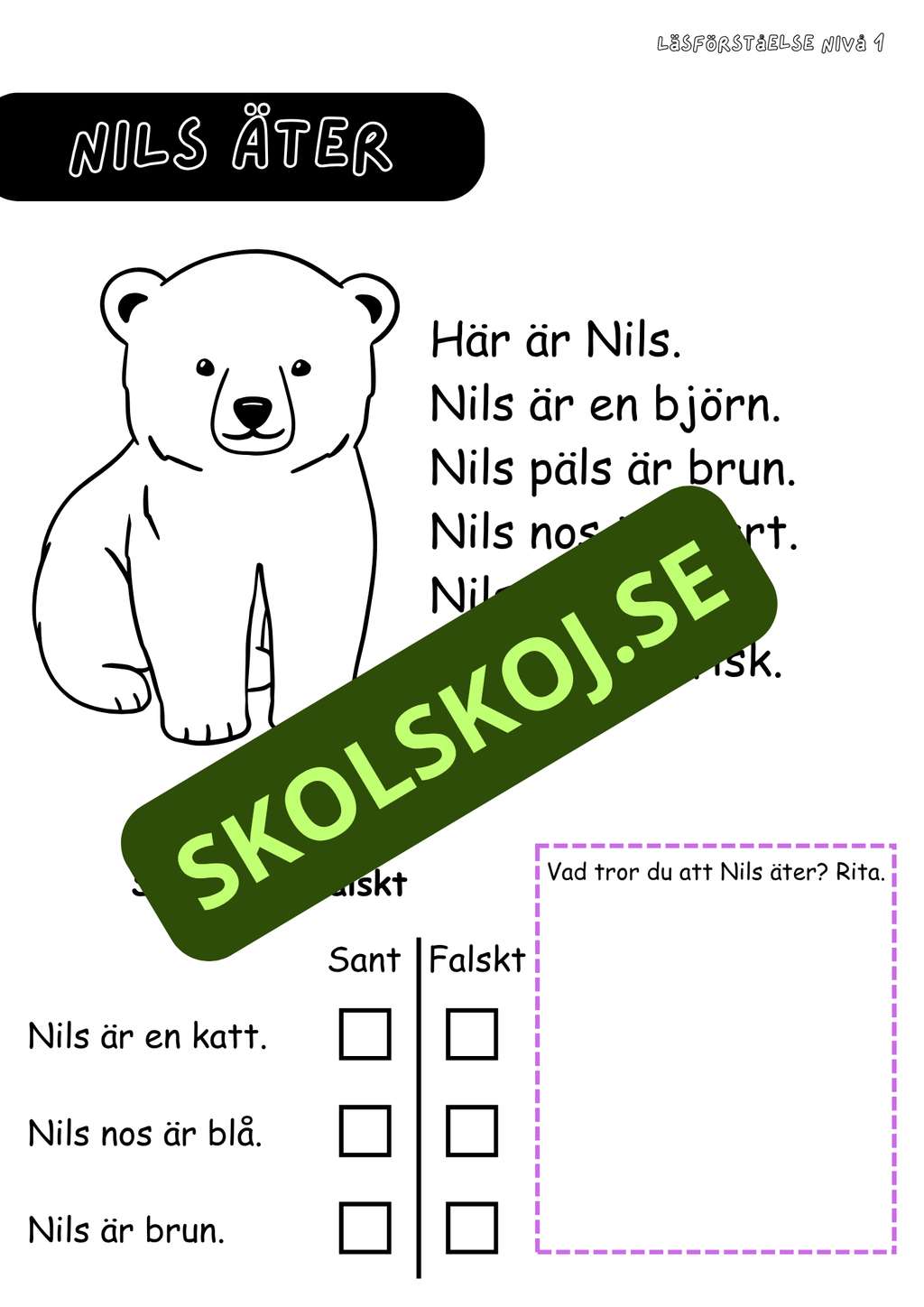 Häfte: Läsförståelse nivå 1 del 3