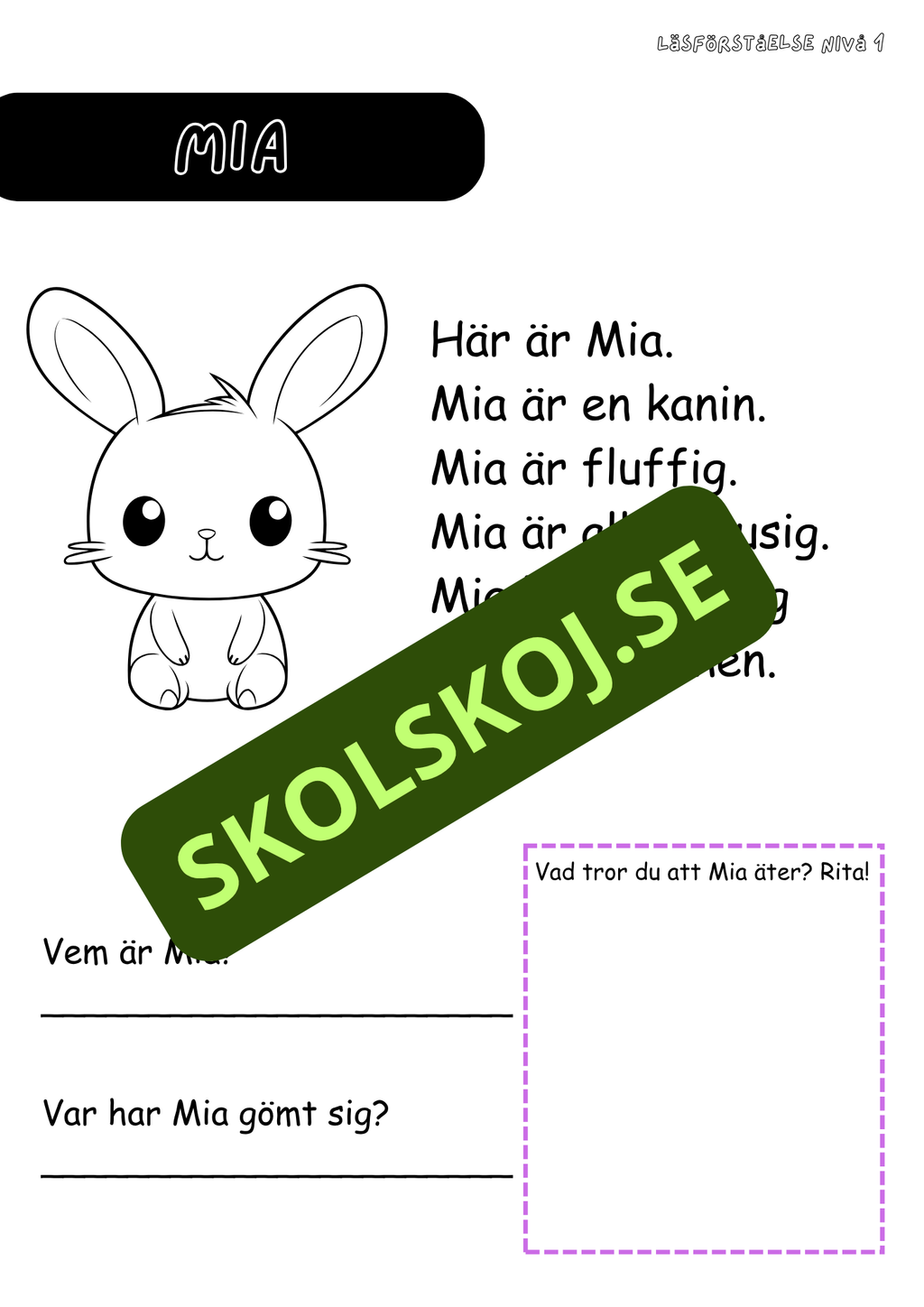 Häfte: Läsförståelse nivå 1 del 3