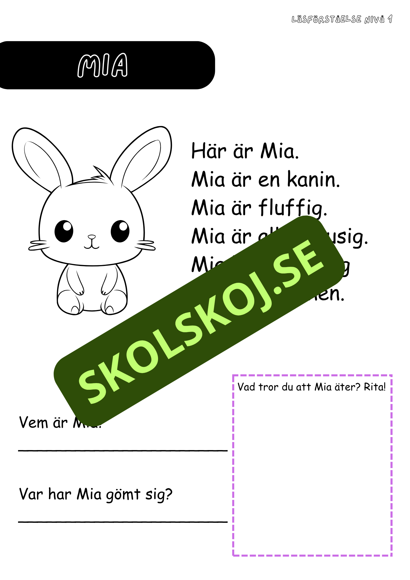 Häfte: Läsförståelse nivå 1 del 3