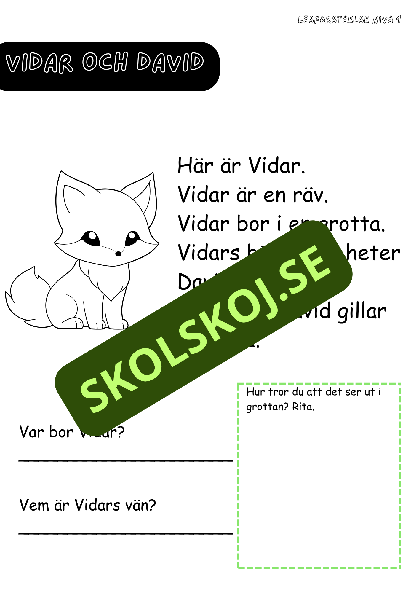 Häfte: Läsförståelse nivå 1 del 3