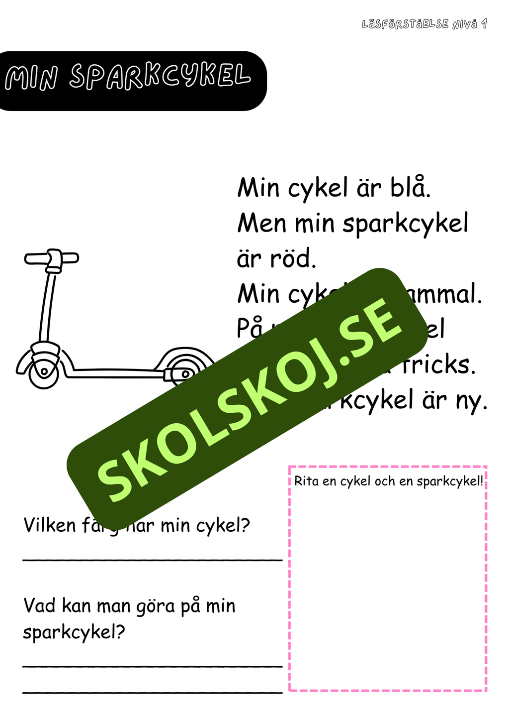 Häfte: Läsförståelse nivå 1 del 3