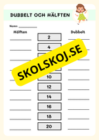 Hälften och dubbelt 0 - 40