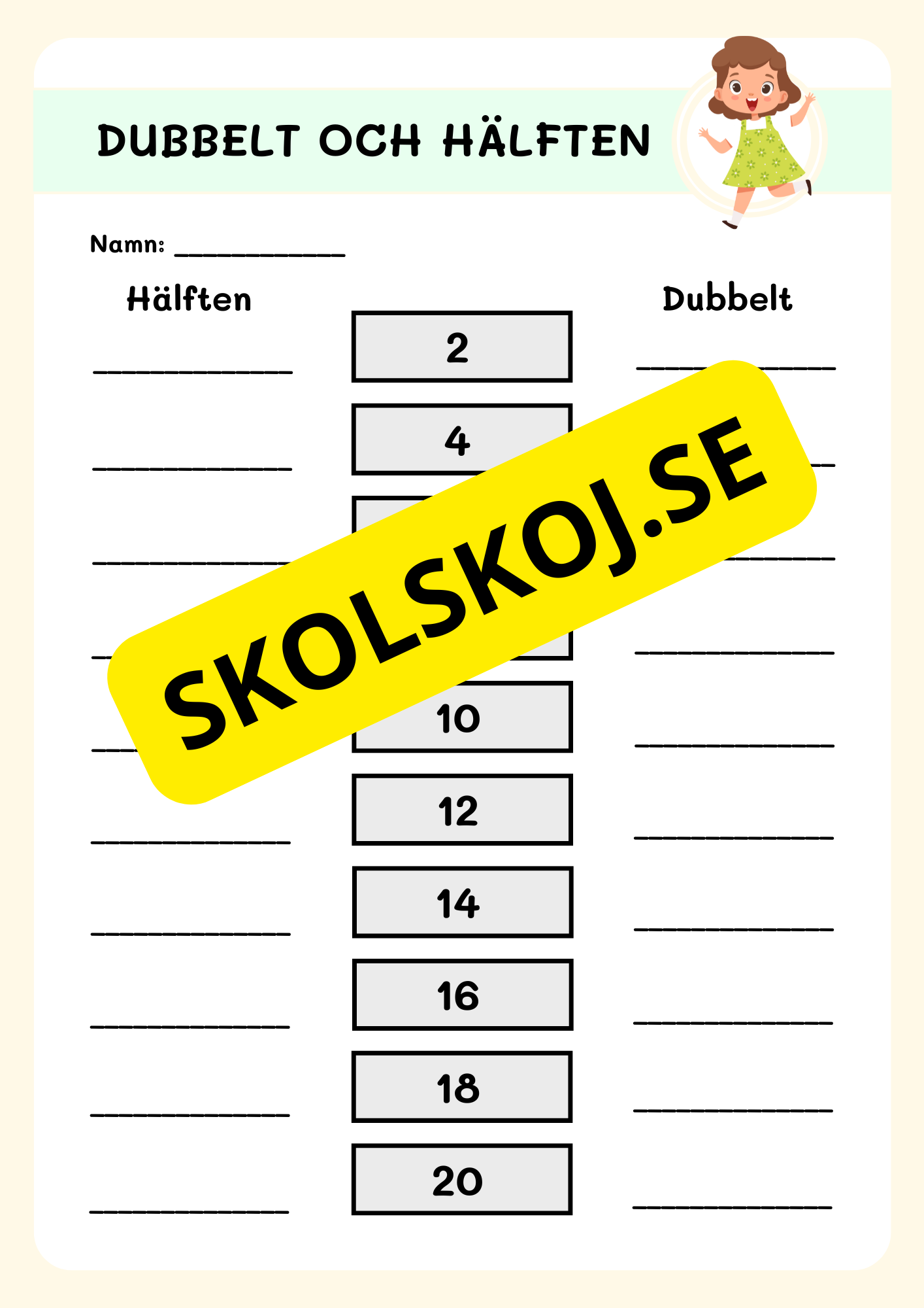 Hälften och dubbelt 0 - 40