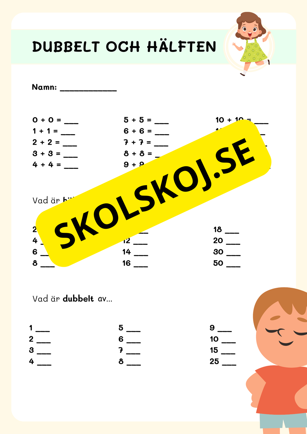 Hälften och dubbelt 0 - 40