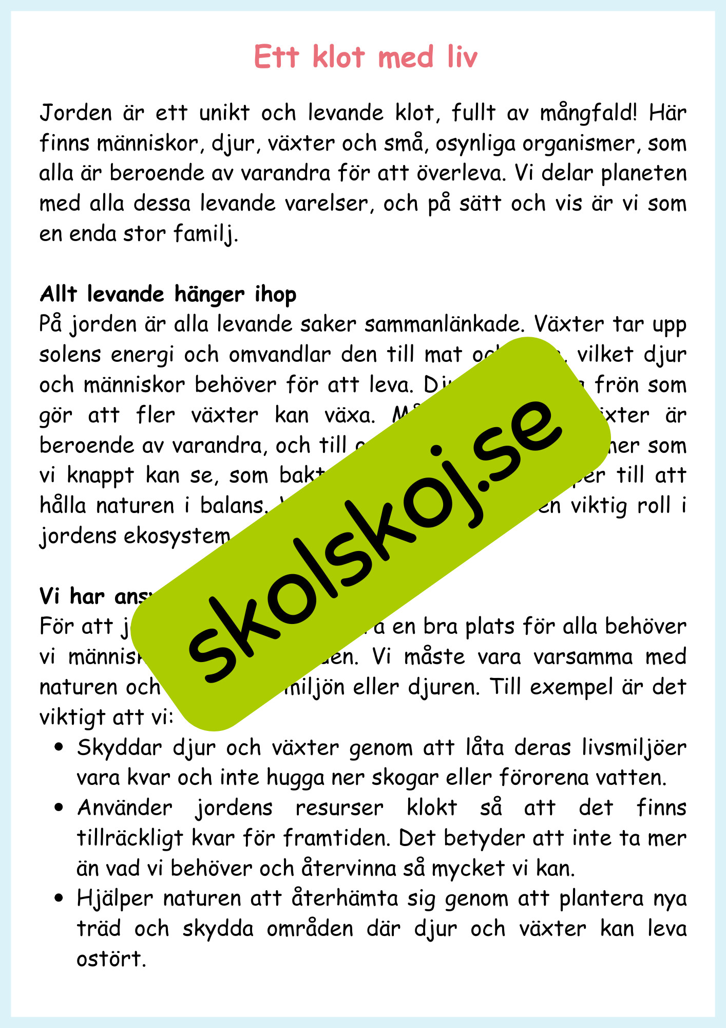 Hållbar utveckling årskurs 4 - 6