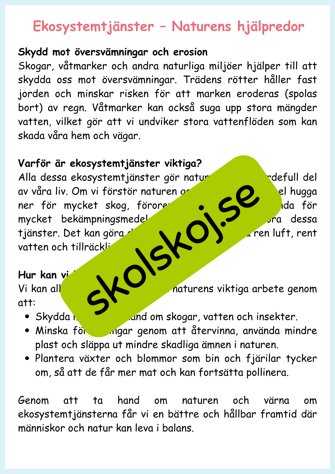 Hållbar utveckling årskurs 4 - 6