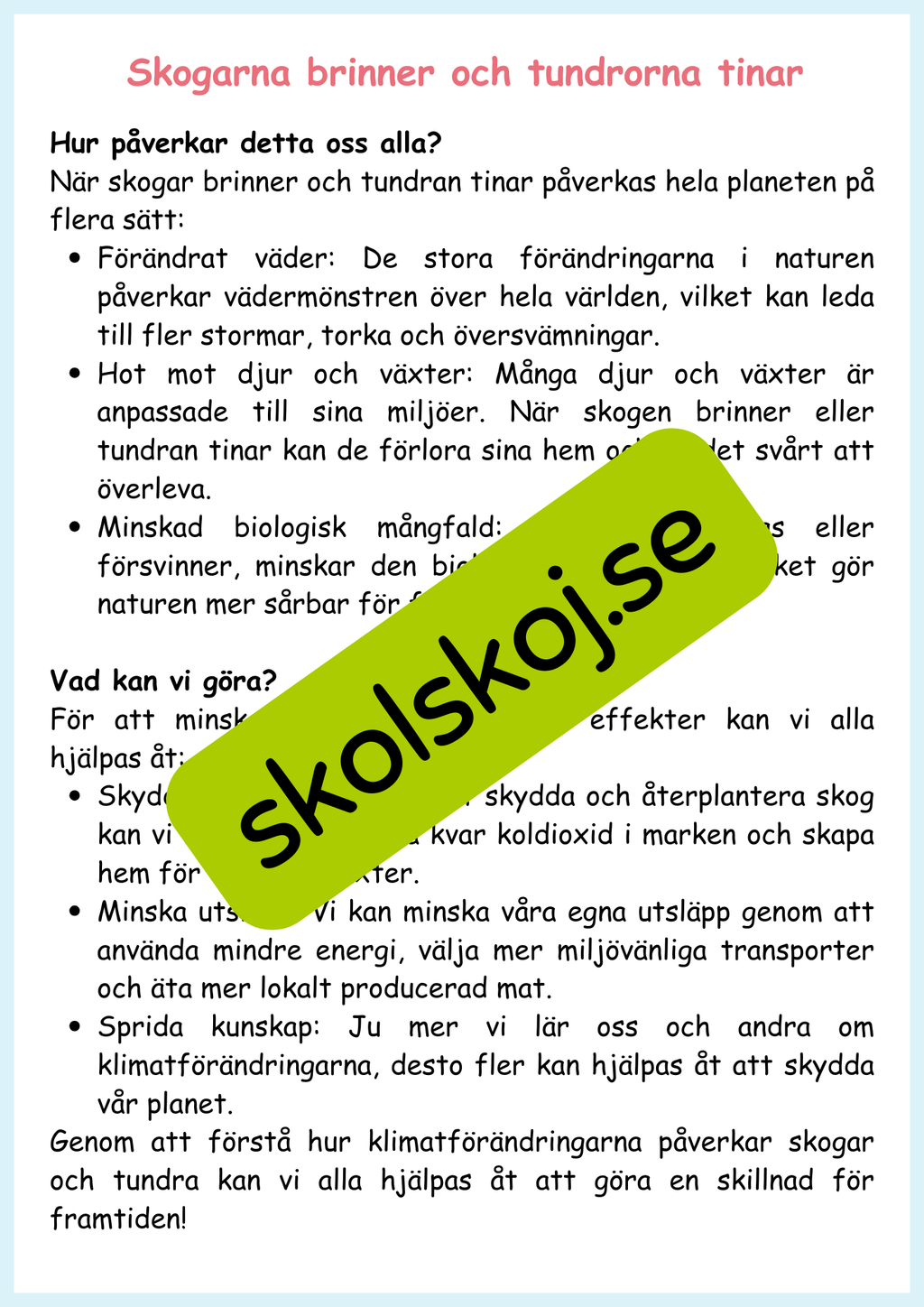 Hållbar utveckling årskurs 4 - 6