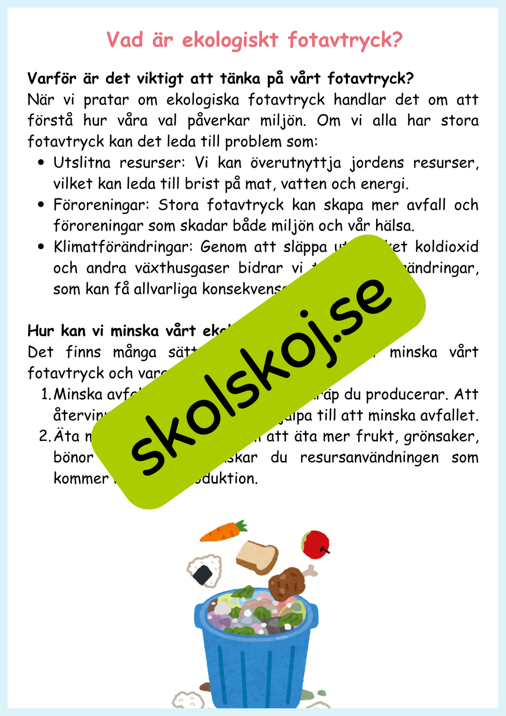 Hållbar utveckling årskurs 4 - 6