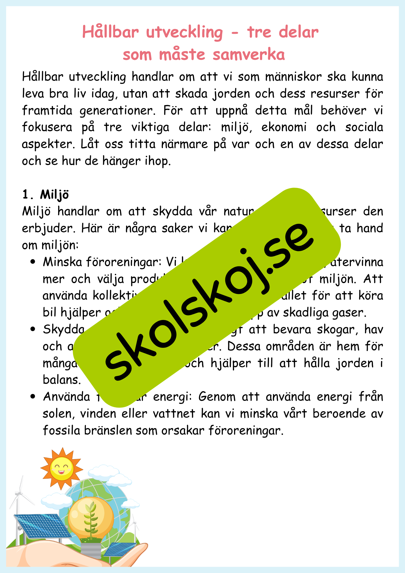 Hållbar utveckling årskurs 4 - 6