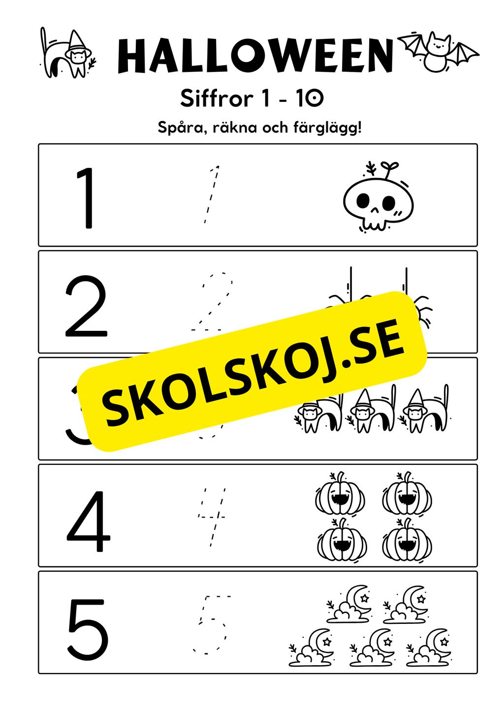 Halloween - Blandade uppgifter - Förskola - Årskurs 2