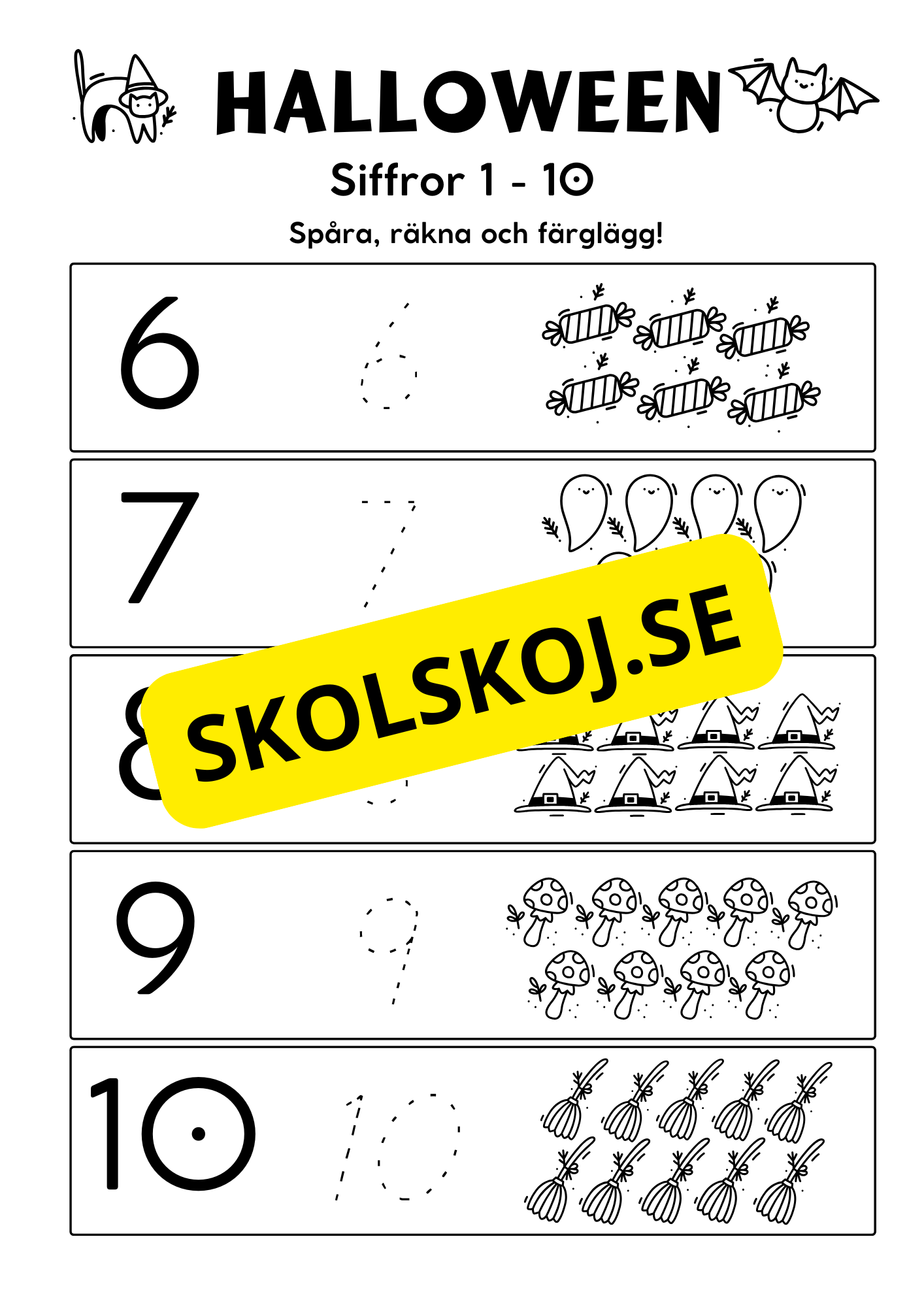 Halloween - Blandade uppgifter - Förskola - Årskurs 2