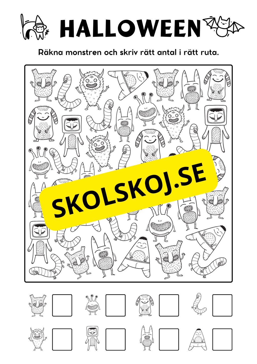 Halloween - Blandade uppgifter - Förskola - Årskurs 2