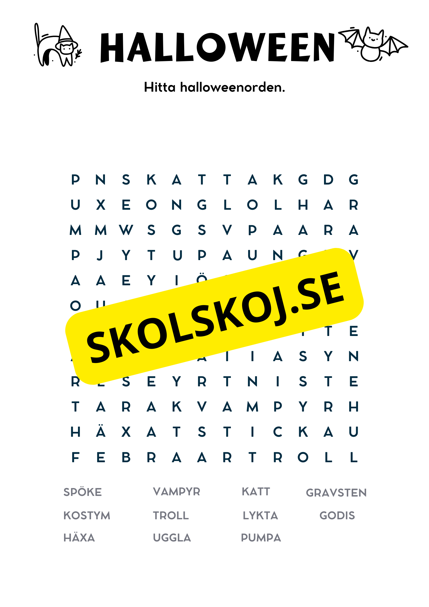 Halloween - Blandade uppgifter - Förskola - Årskurs 2