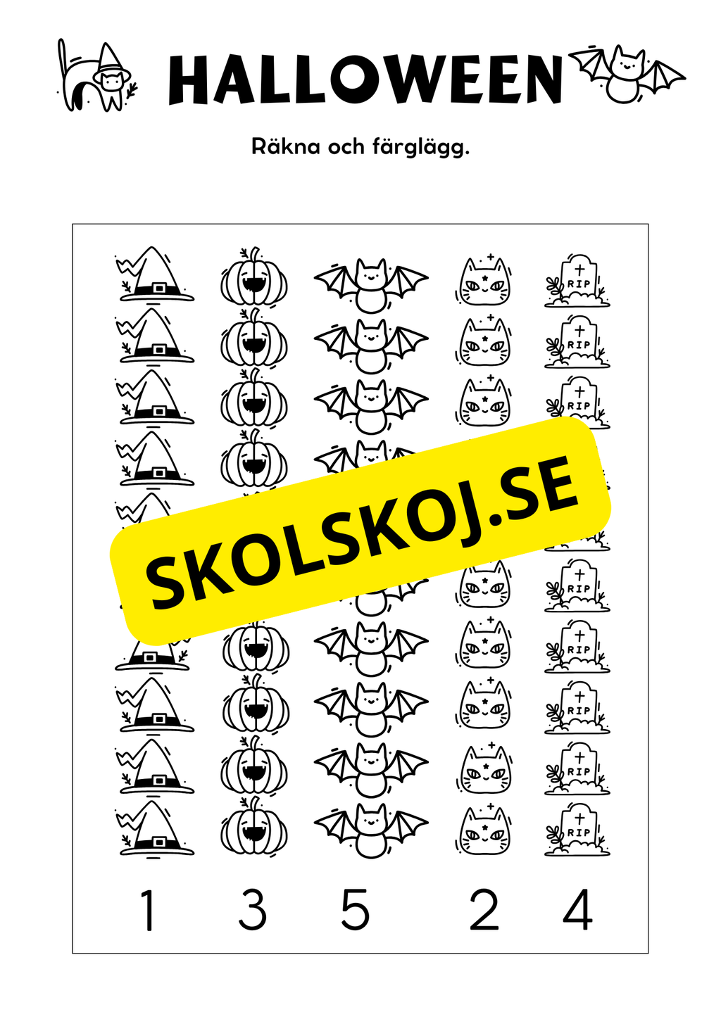Halloween - Blandade uppgifter - Förskola - Årskurs 2