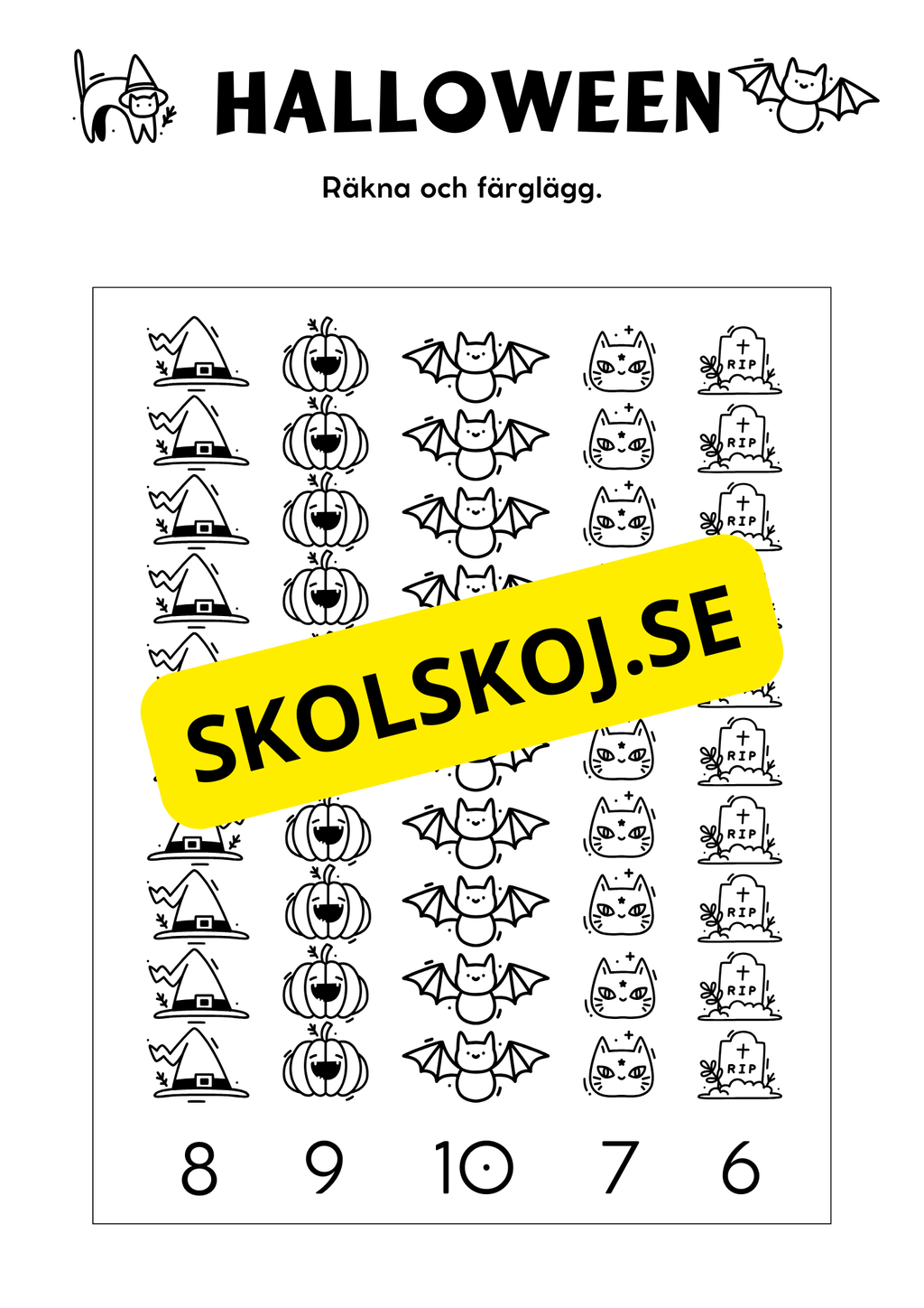 Halloween - Blandade uppgifter - Förskola - Årskurs 2