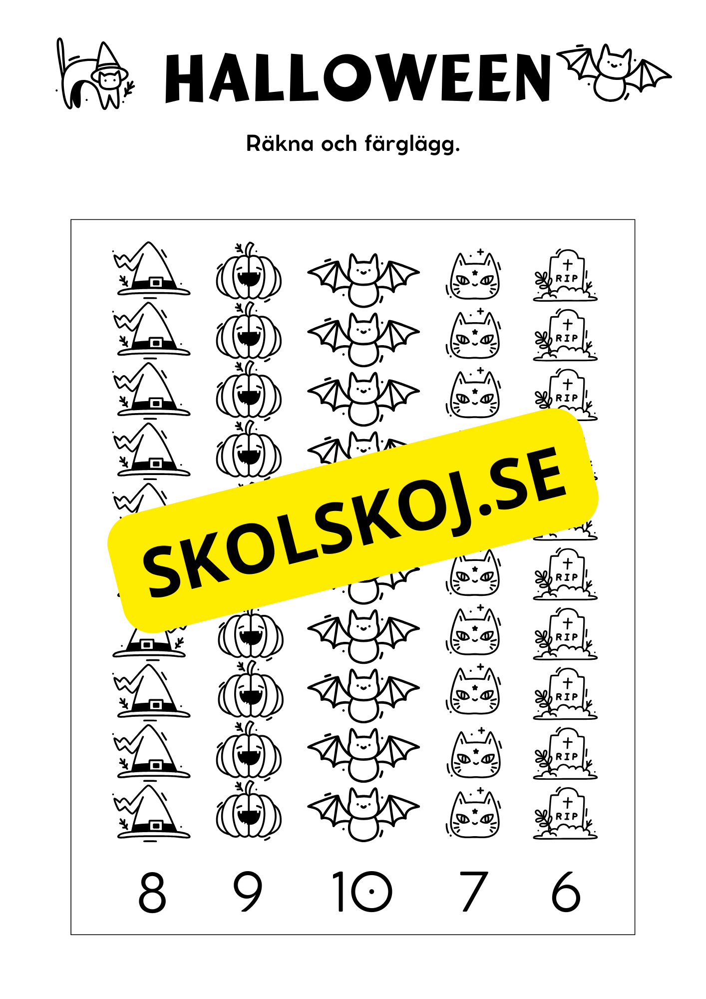 Halloween - Blandade uppgifter - Förskola - Årskurs 2
