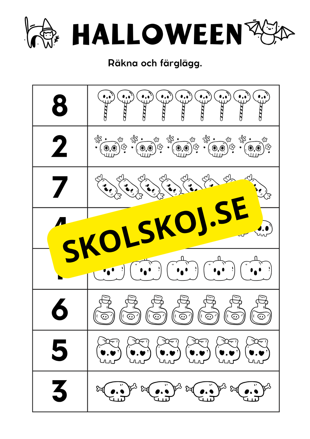 Halloween - Blandade uppgifter - Förskola - Årskurs 2